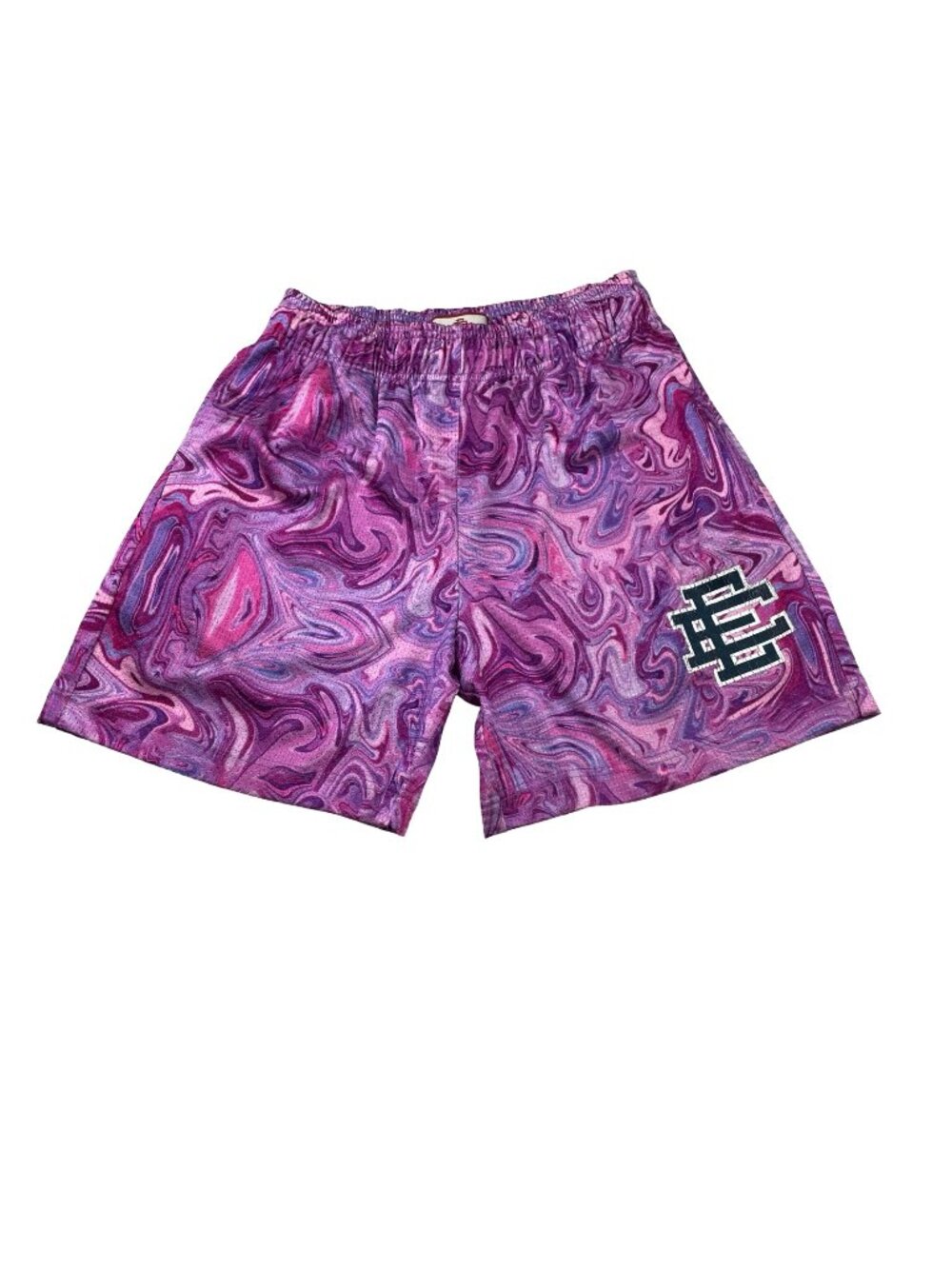 Eric Emanuel Men's Mesh Athletic Shorts Purple Psychedelic Wave • USA • Small